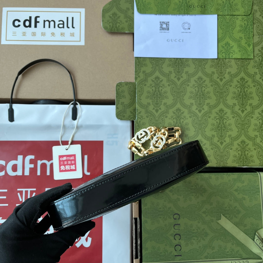 gg jackie mini 19cm black calfskin with chain mysite