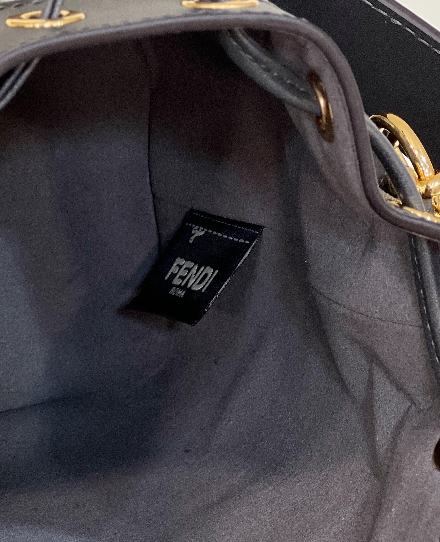 MON TRESOR MINI 18 BAG IN BLACK MIX GREY FF FABRIC WITH GOLD HARDWARE mysite