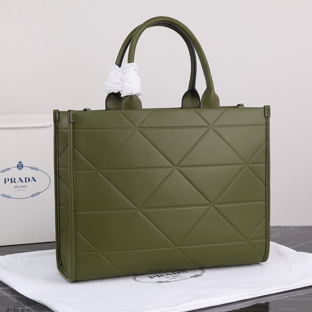 PRA LARGE 39 TOTE IN OLIVE GREEN CALFSKIN GOLD HARDWARE mysite