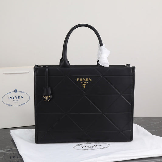 PRA LARGE 39 TOTE IN BLACK CALFSKIN GOLD HARDWARE mysite