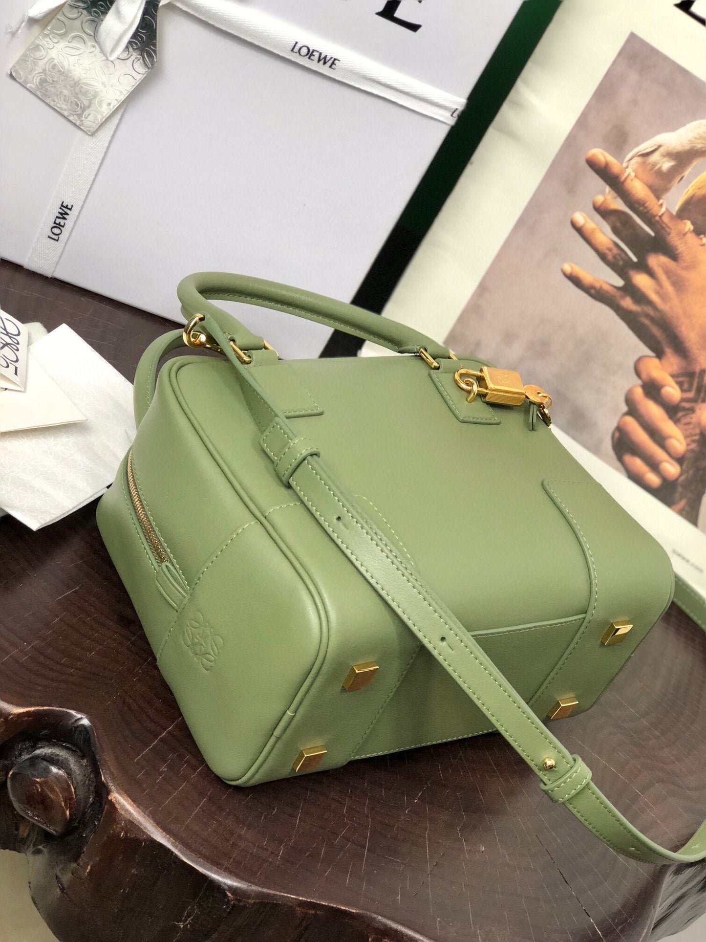 LOE AMAZONA 19 BAG IN AVOCADO GREEN NAPPA CALFSKIN mysite