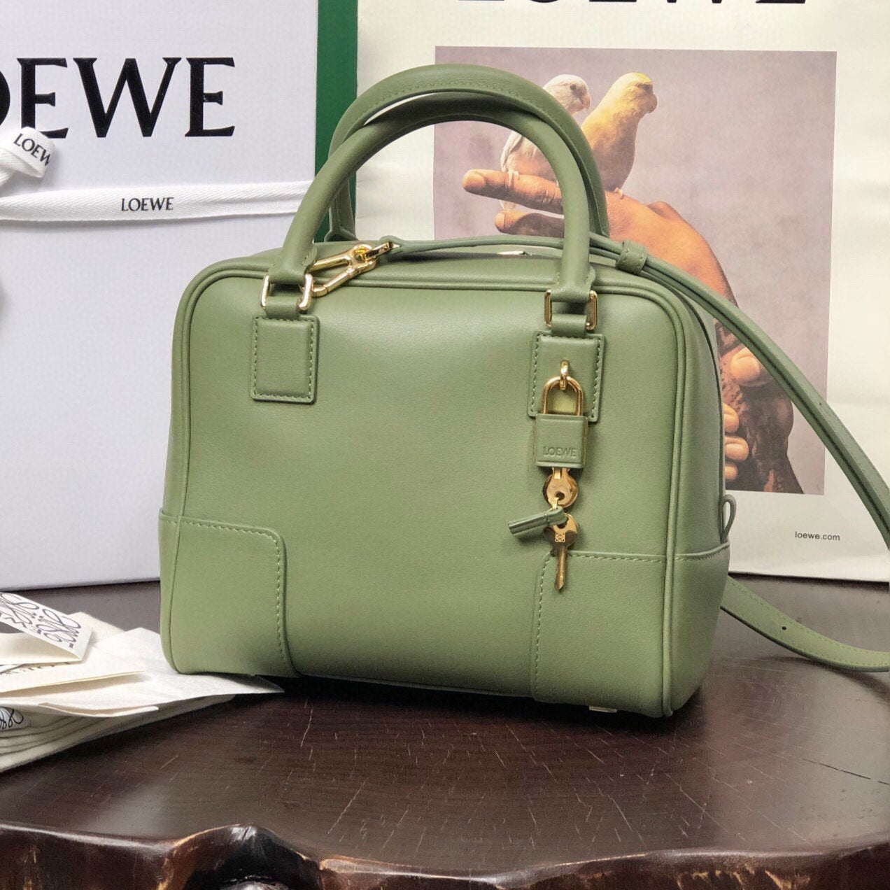 LOE AMAZONA 19 BAG IN AVOCADO GREEN NAPPA CALFSKIN mysite