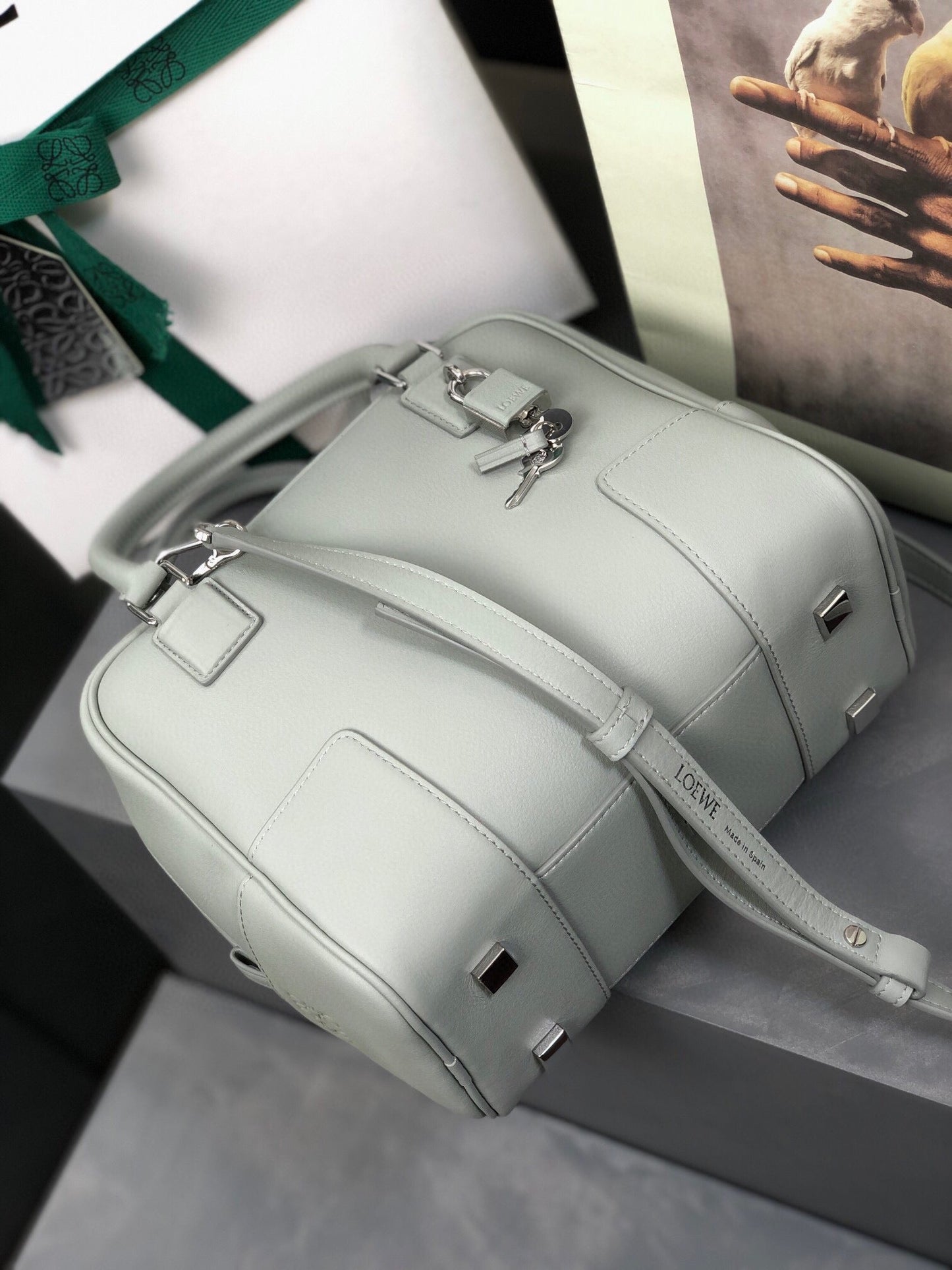 LOE AMAZONA 19 BAG IN LIGHT GREY NAPPA CALFSKIN mysite