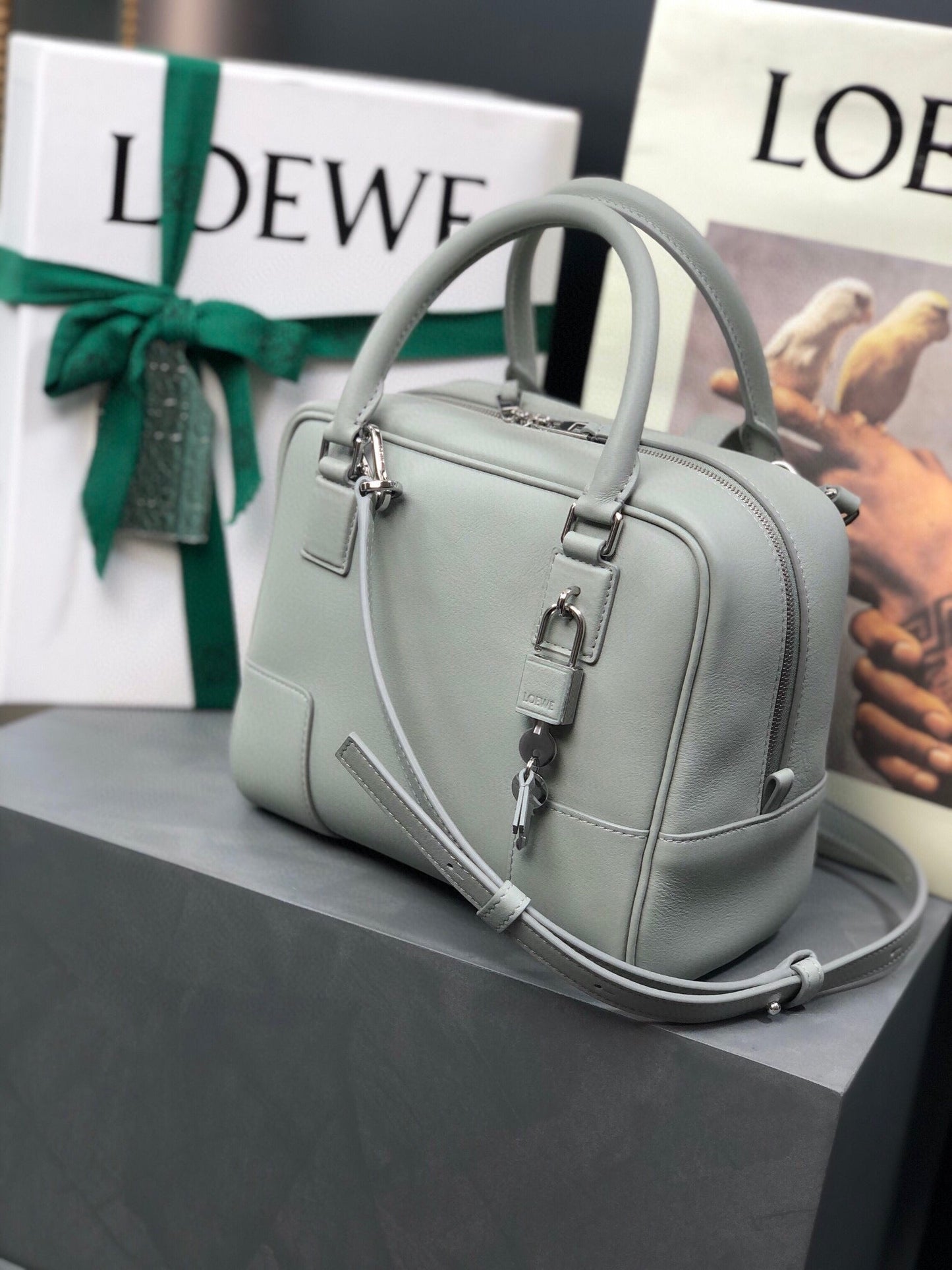 LOE AMAZONA 19 BAG IN LIGHT GREY NAPPA CALFSKIN mysite
