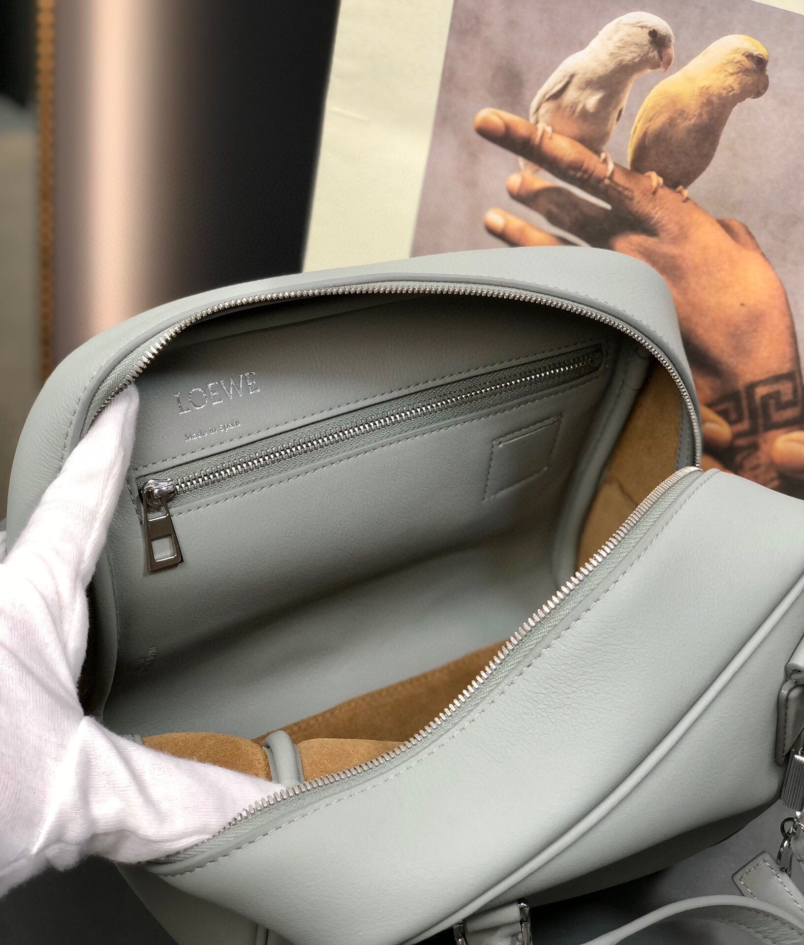 LOE AMAZONA 19 BAG IN LIGHT GREY NAPPA CALFSKIN mysite
