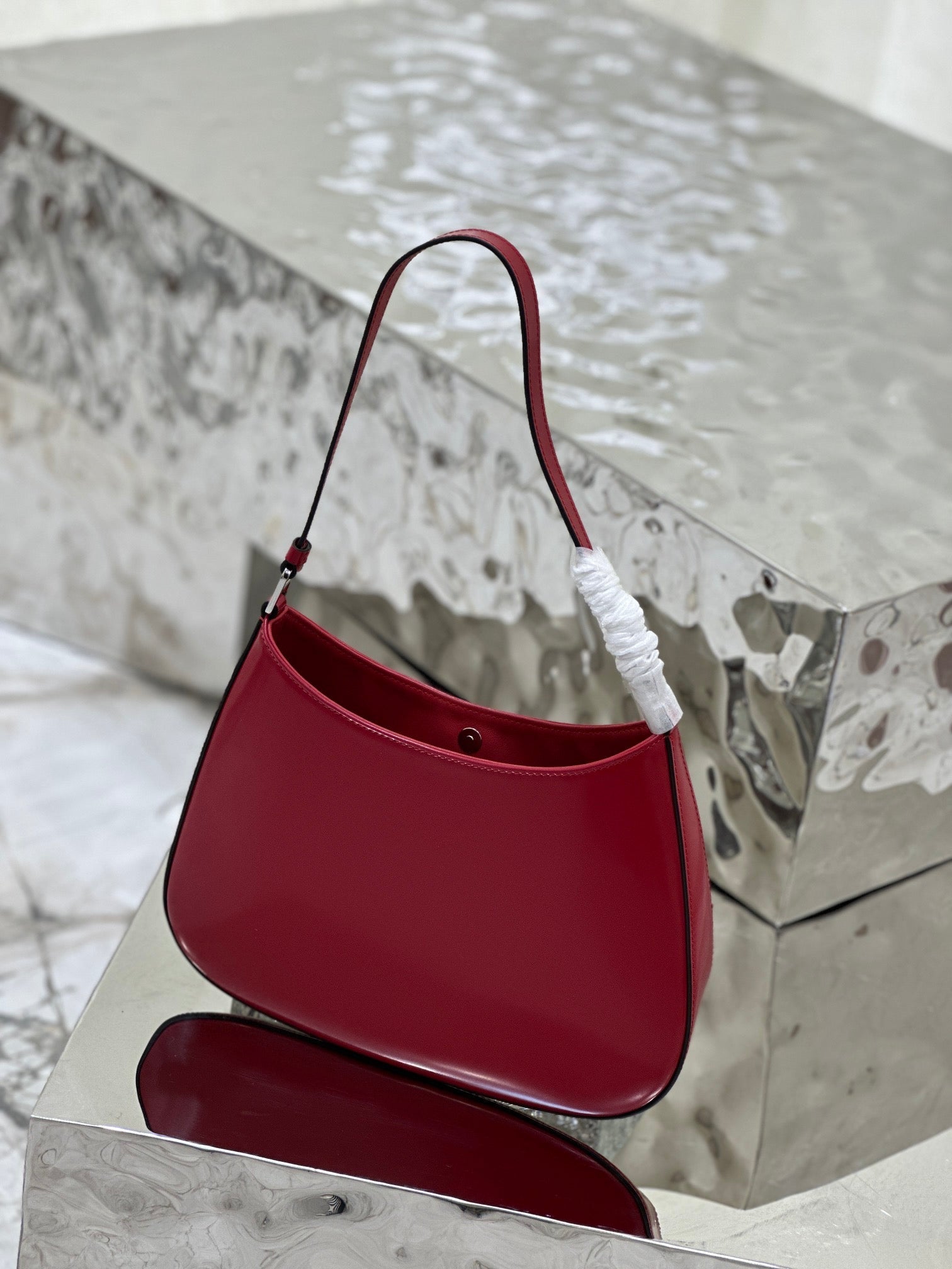 CLEO 27 DARK RED BRUSHED LEATHER SHOULDER BAG mysite
