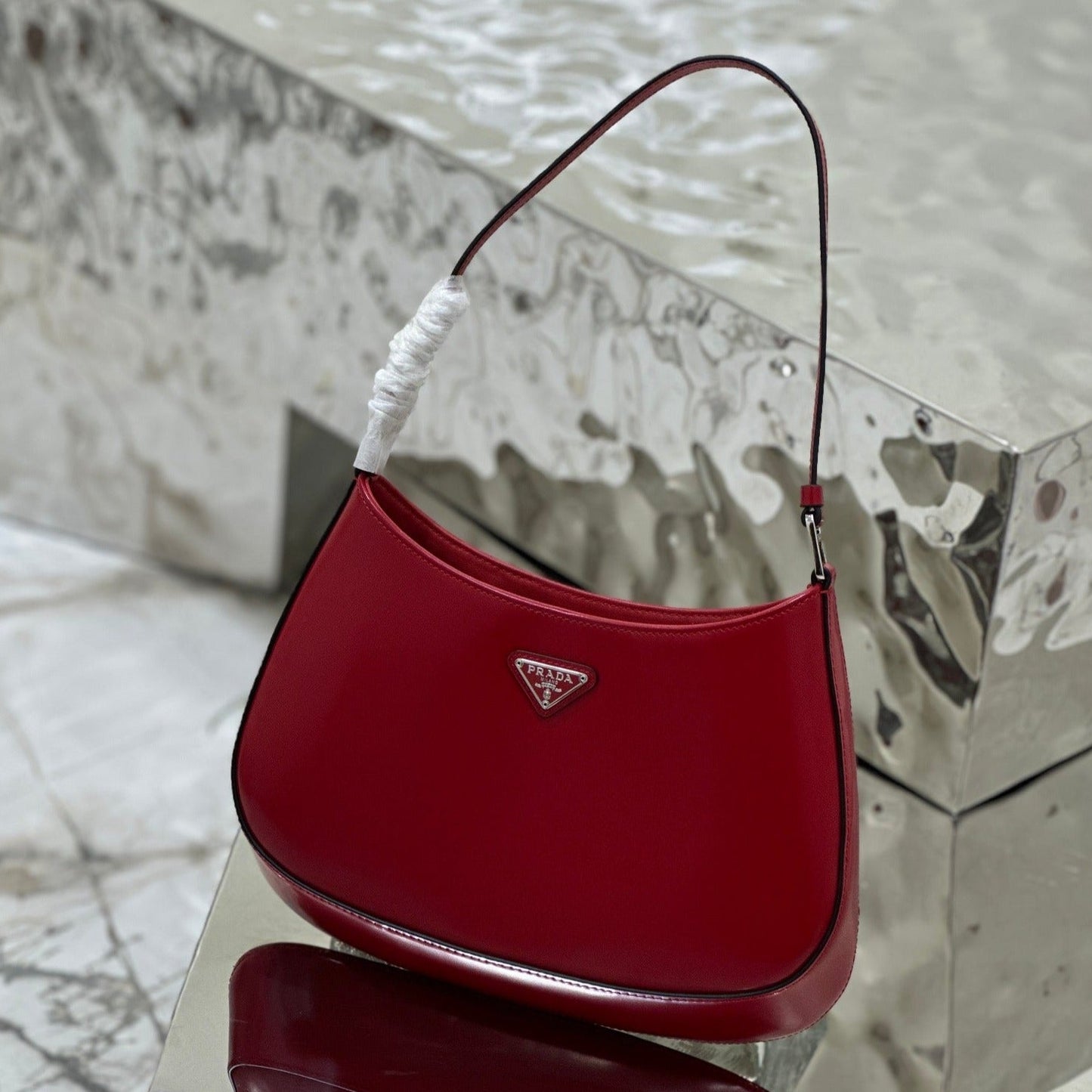 CLEO 27 DARK RED BRUSHED LEATHER SHOULDER BAG mysite