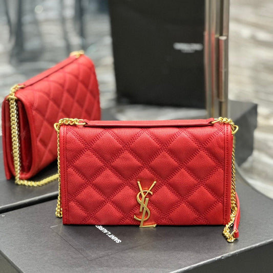 BECKY 22.5 QUILTED RED LAMBSKIN GOLD HARDWARE mysite