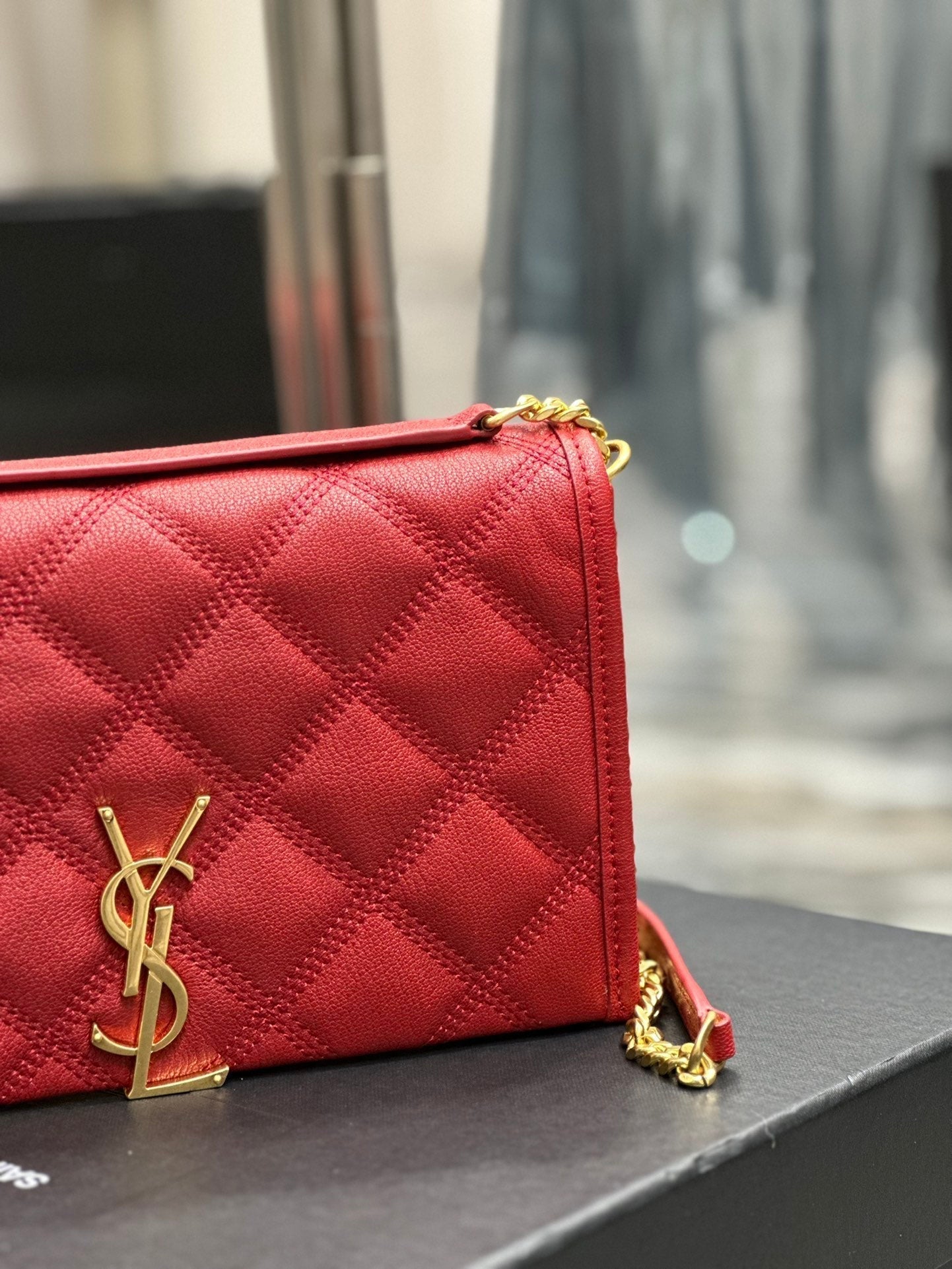 BECKY 22.5 QUILTED RED LAMBSKIN GOLD HARDWARE mysite