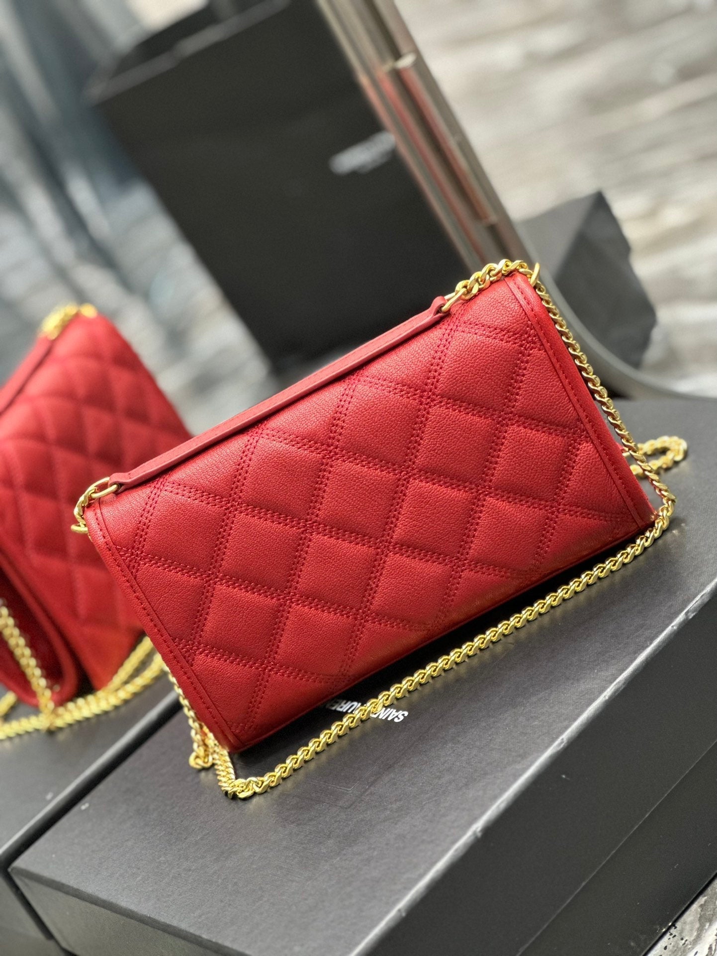BECKY 22.5 QUILTED RED LAMBSKIN GOLD HARDWARE mysite