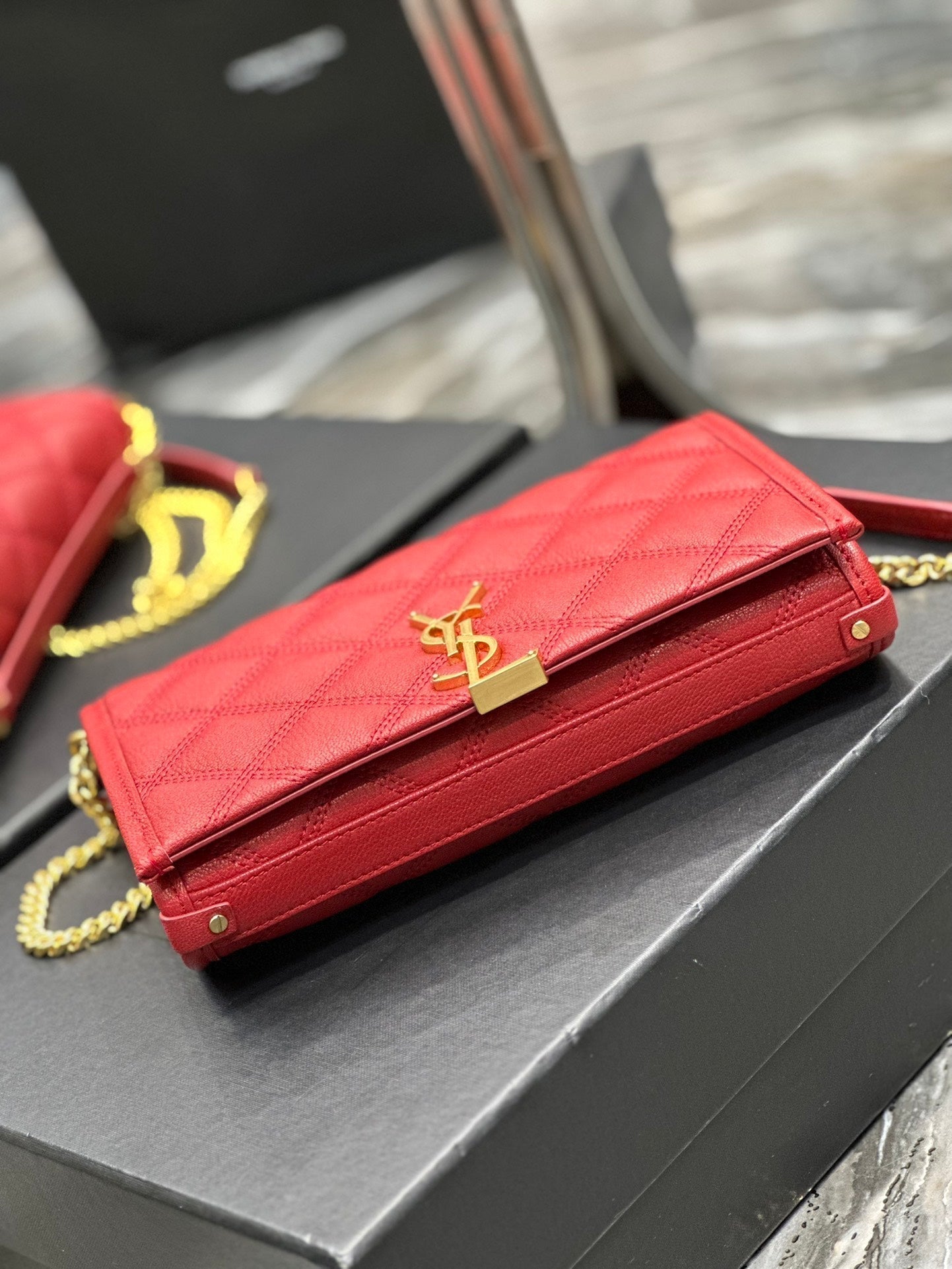 BECKY 22.5 QUILTED RED LAMBSKIN GOLD HARDWARE mysite