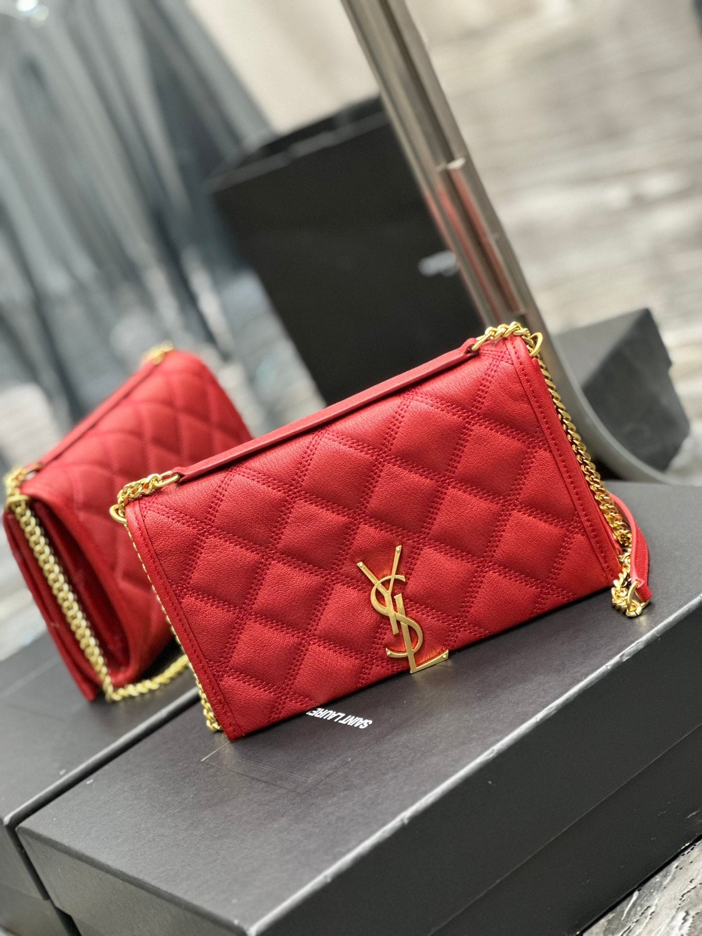 BECKY 22.5 QUILTED RED LAMBSKIN GOLD HARDWARE mysite