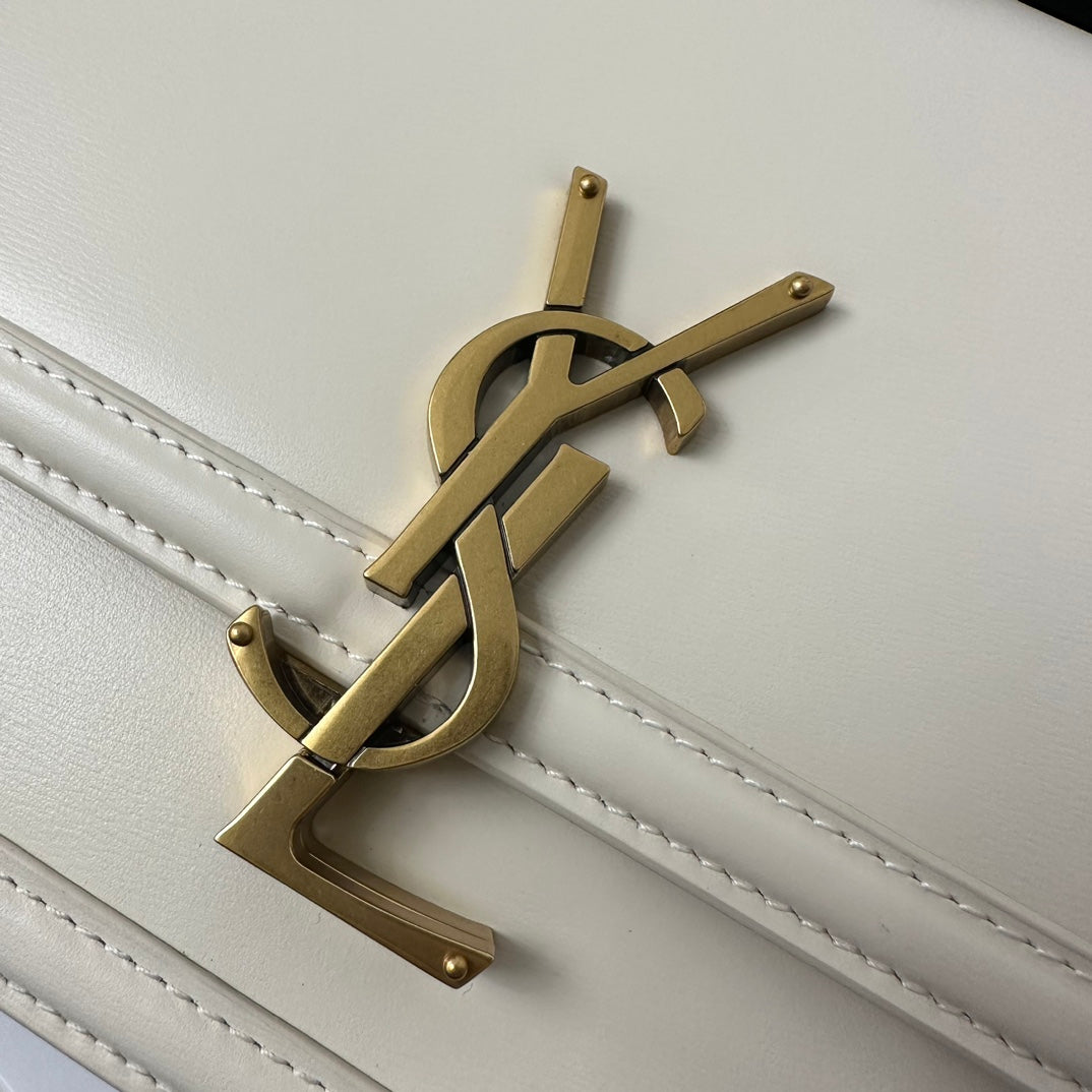 YSL Solferino Small Satchel Bag White Gold Calfskin 339446 mysite