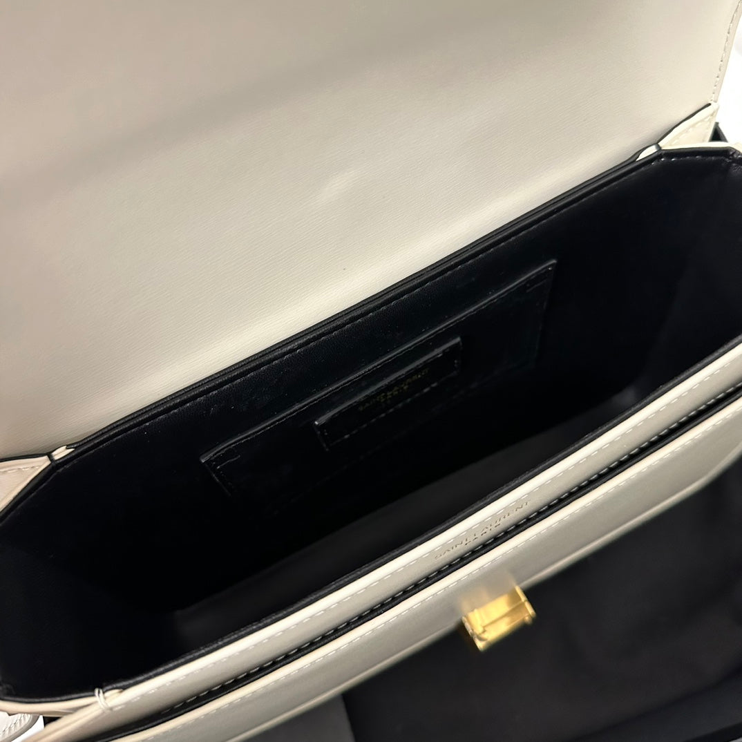 YSL Solferino Small Satchel Bag White Gold Calfskin 339446 mysite