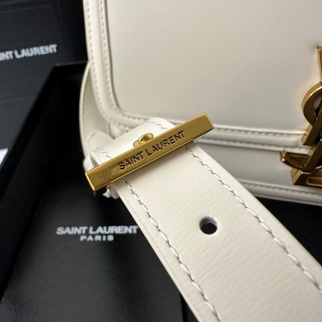 YSL Solferino Small Satchel Bag White Gold Calfskin 339446 mysite