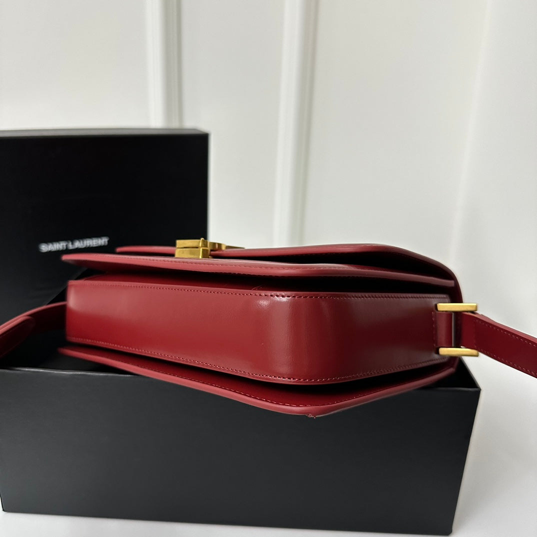 YSL Solferino Small Satchel Bag Burgundy Gold Calfskin 339457 mysite