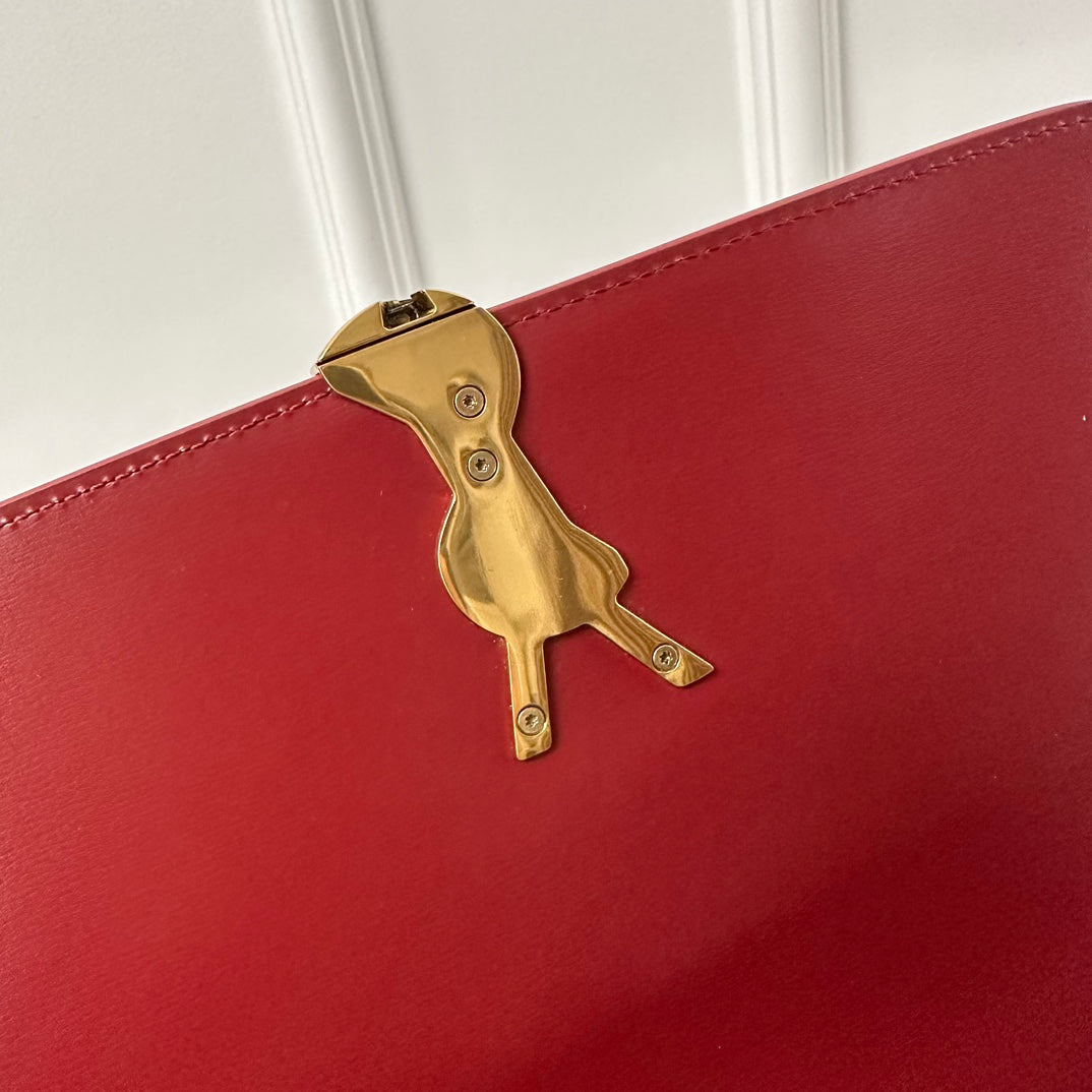 YSL Solferino Small Satchel Bag Burgundy Gold Calfskin 339457 mysite