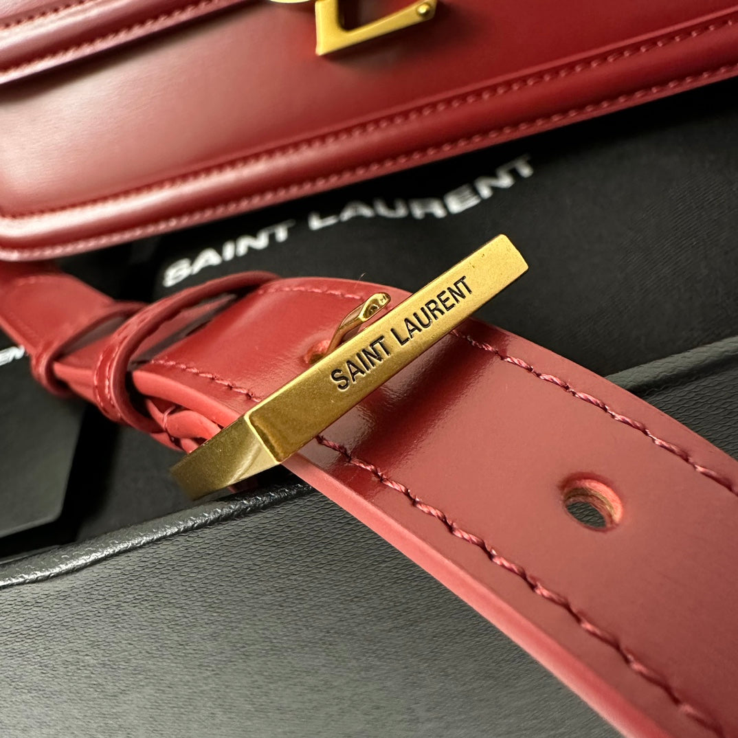 YSL Solferino Small Satchel Bag Burgundy Gold Calfskin 339457 mysite