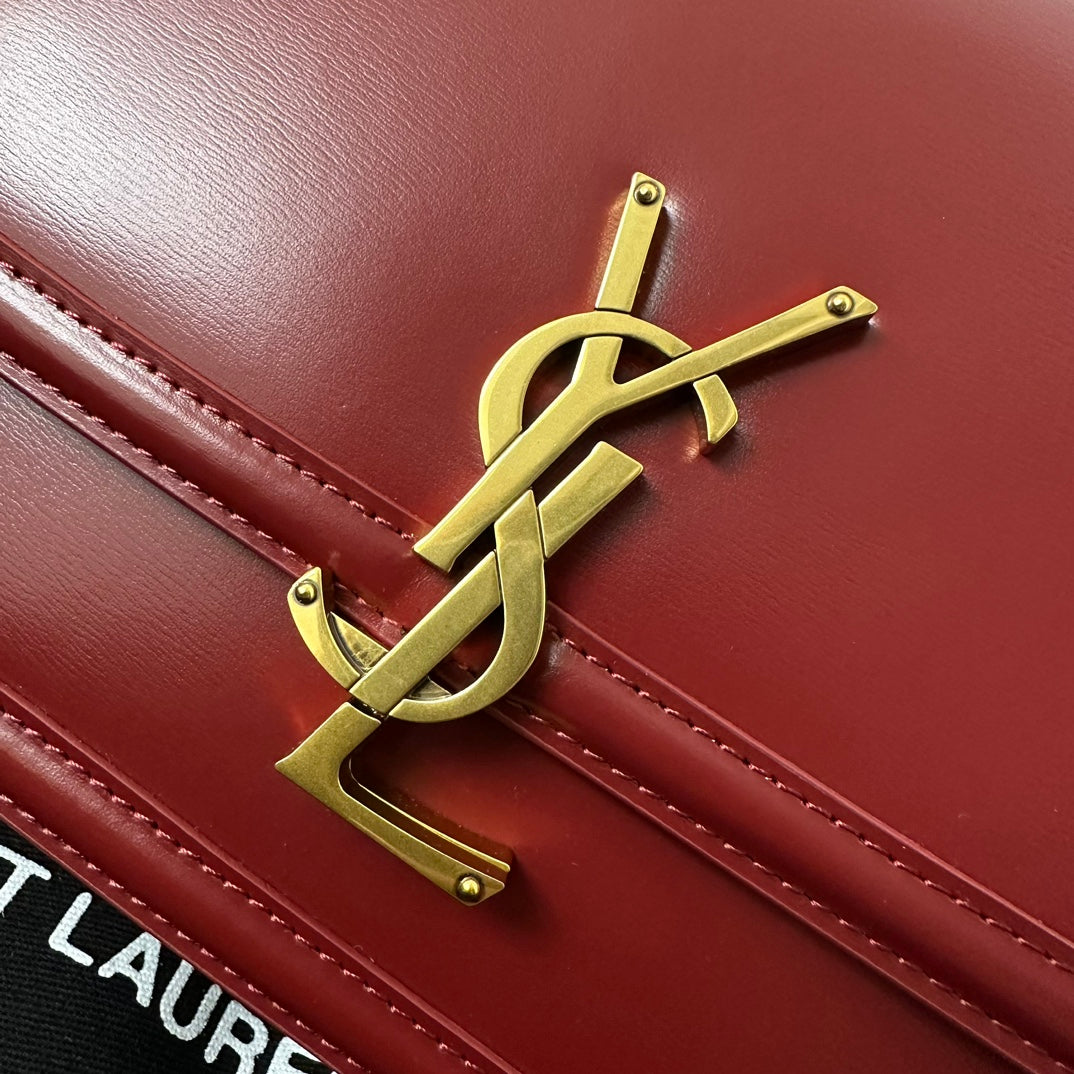 YSL Solferino Small Satchel Bag Burgundy Gold Calfskin 339457 mysite