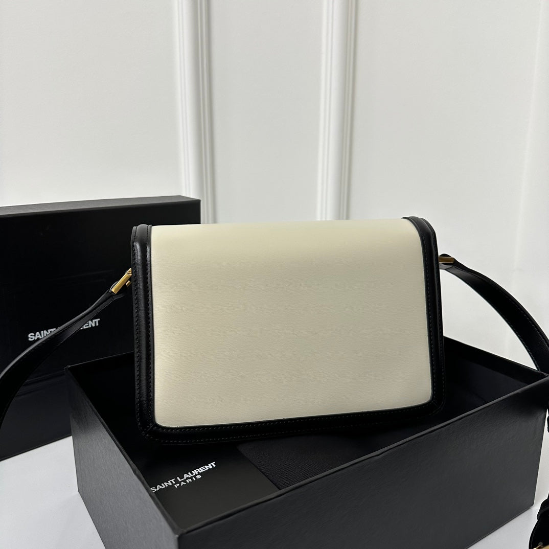 YSL Solferino Small Satchel Bag Black White Gold Calfskin 339413 mysite