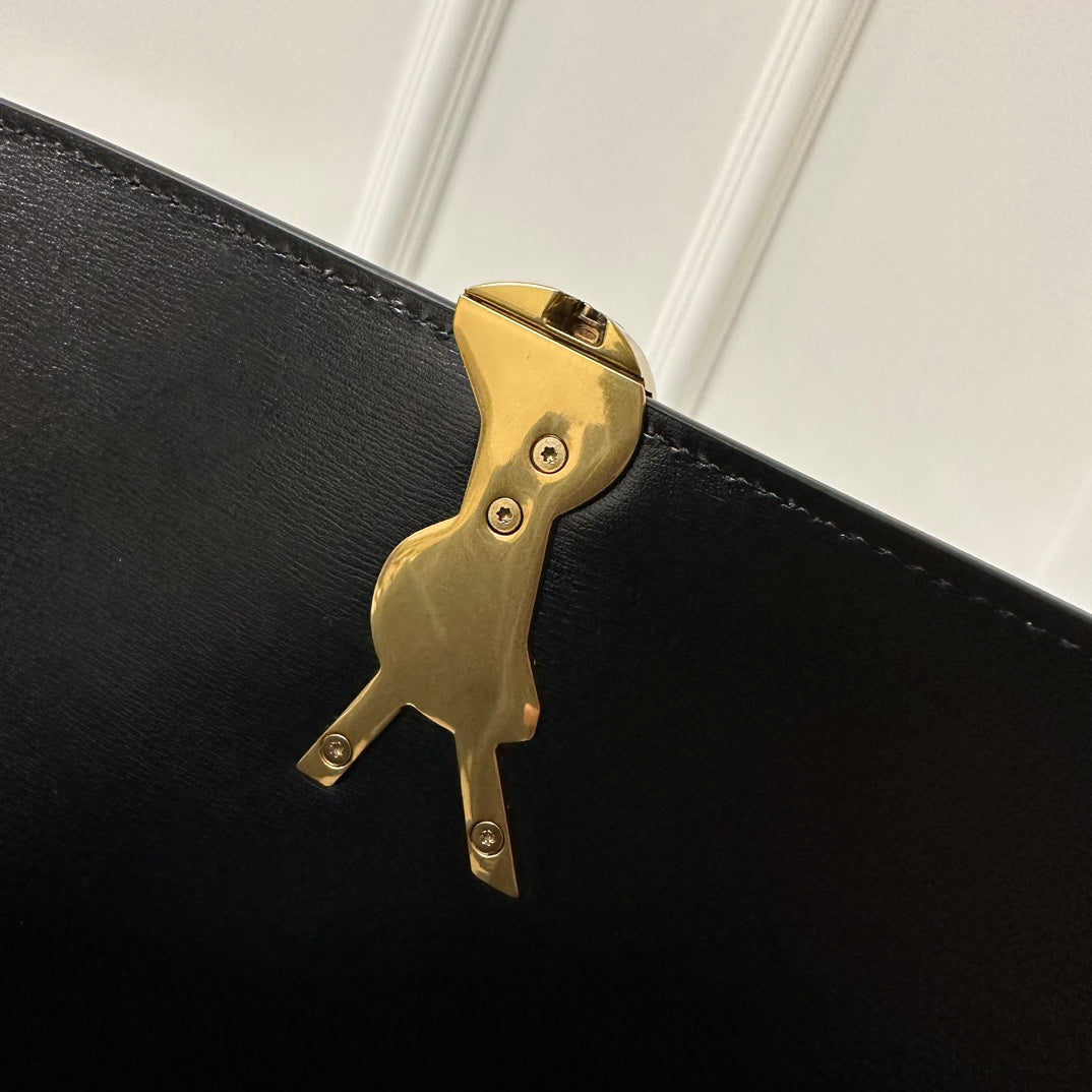 YSL Solferino Small Satchel Bag Black White Gold Calfskin 339413 mysite