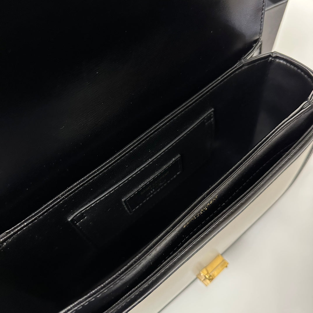 YSL Solferino Small Satchel Bag Black White Gold Calfskin 339413 mysite