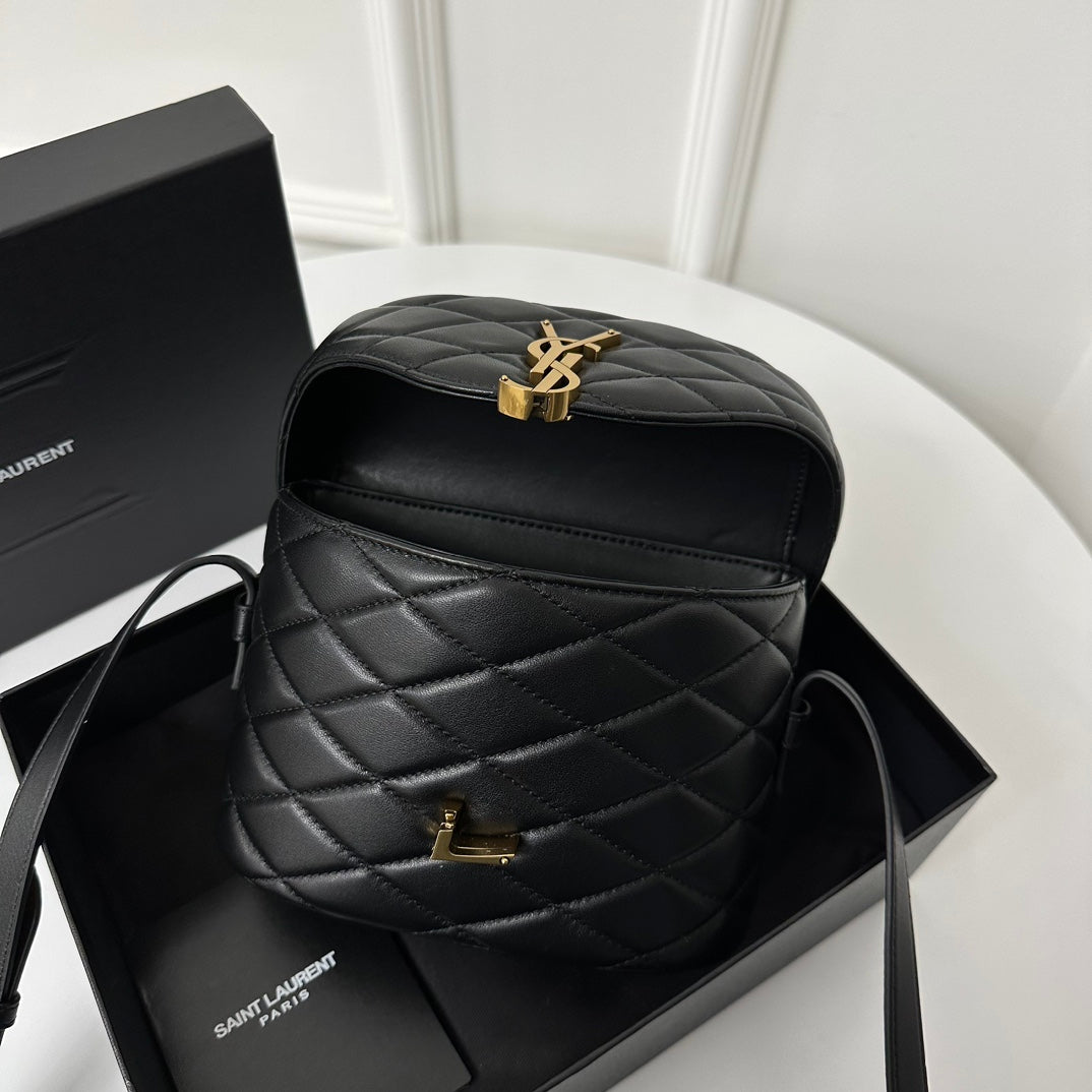 SL June Box Bag In Quilted Black Lambskin Ghw mysite