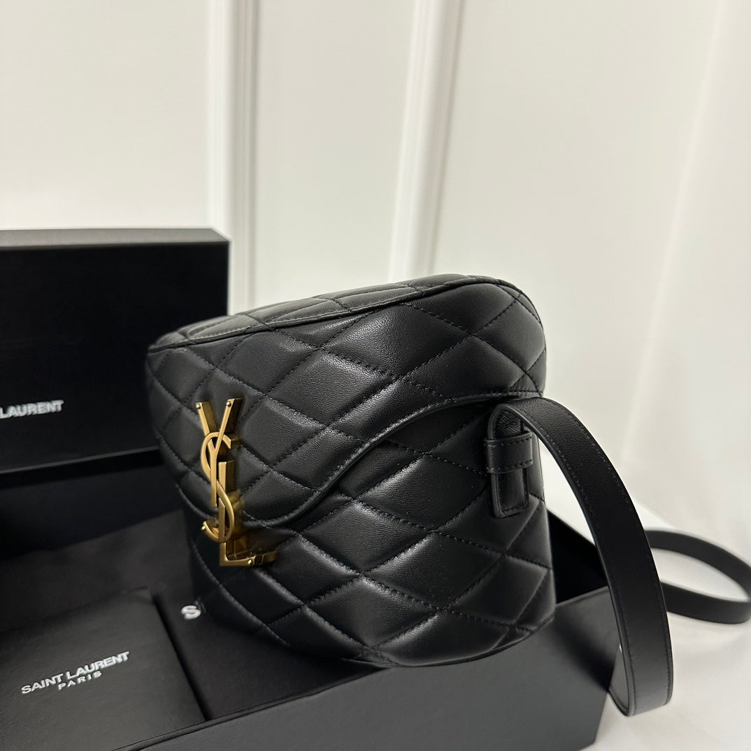 SL June Box Bag In Quilted Black Lambskin Ghw mysite