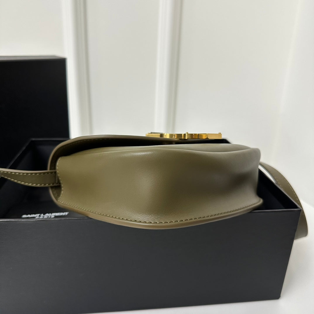 SL Kaia Small Satchel in green smooth leather mysite