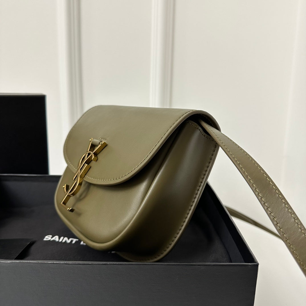 SL Kaia Small Satchel in green smooth leather mysite