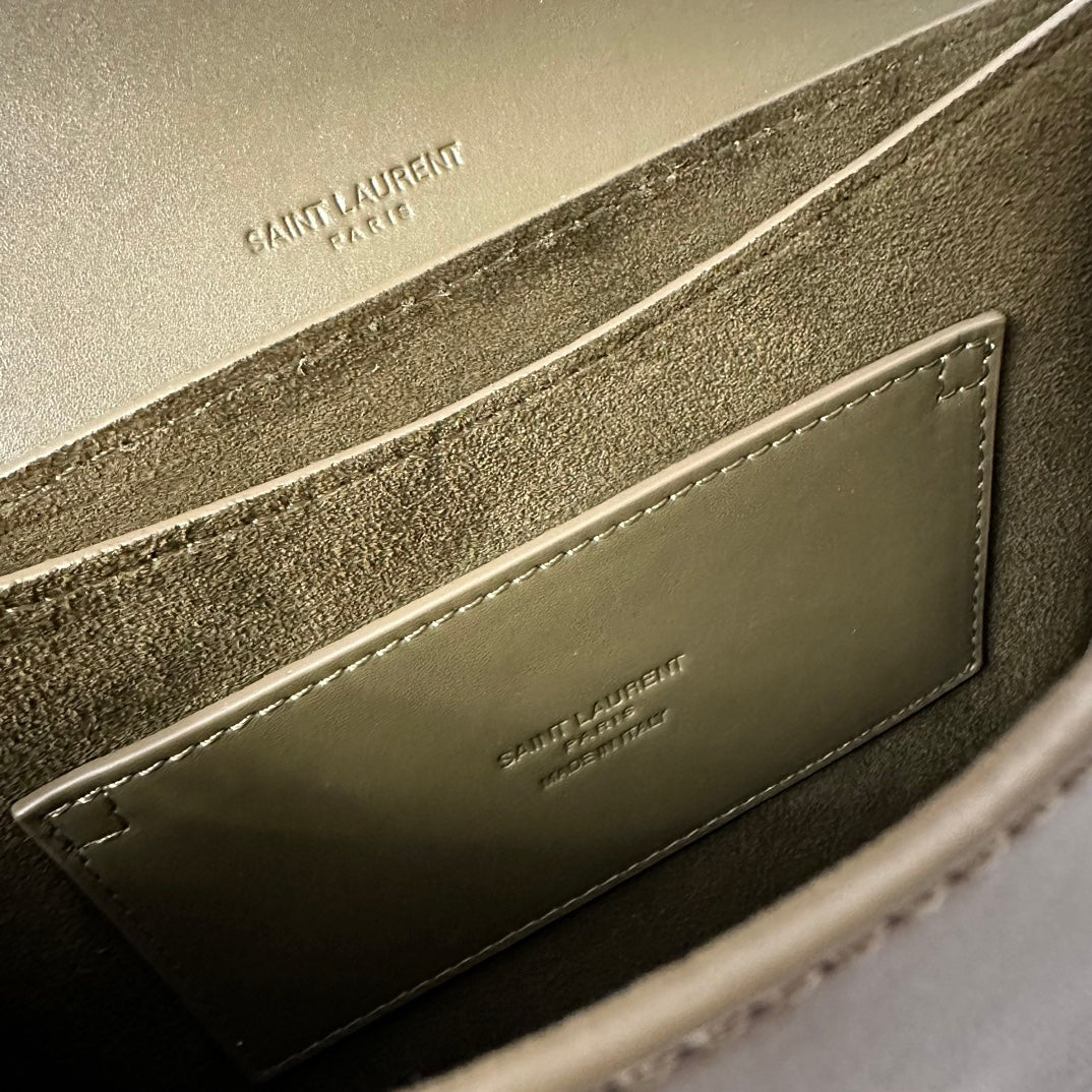 SL Kaia Small Satchel in green smooth leather mysite