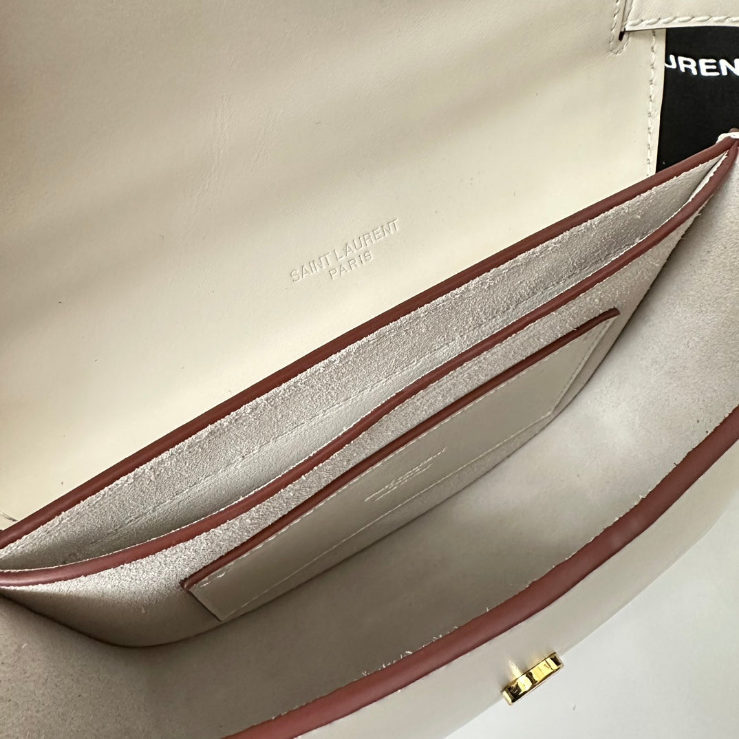 SL Kaia Small Satchel in white smooth leather mysite