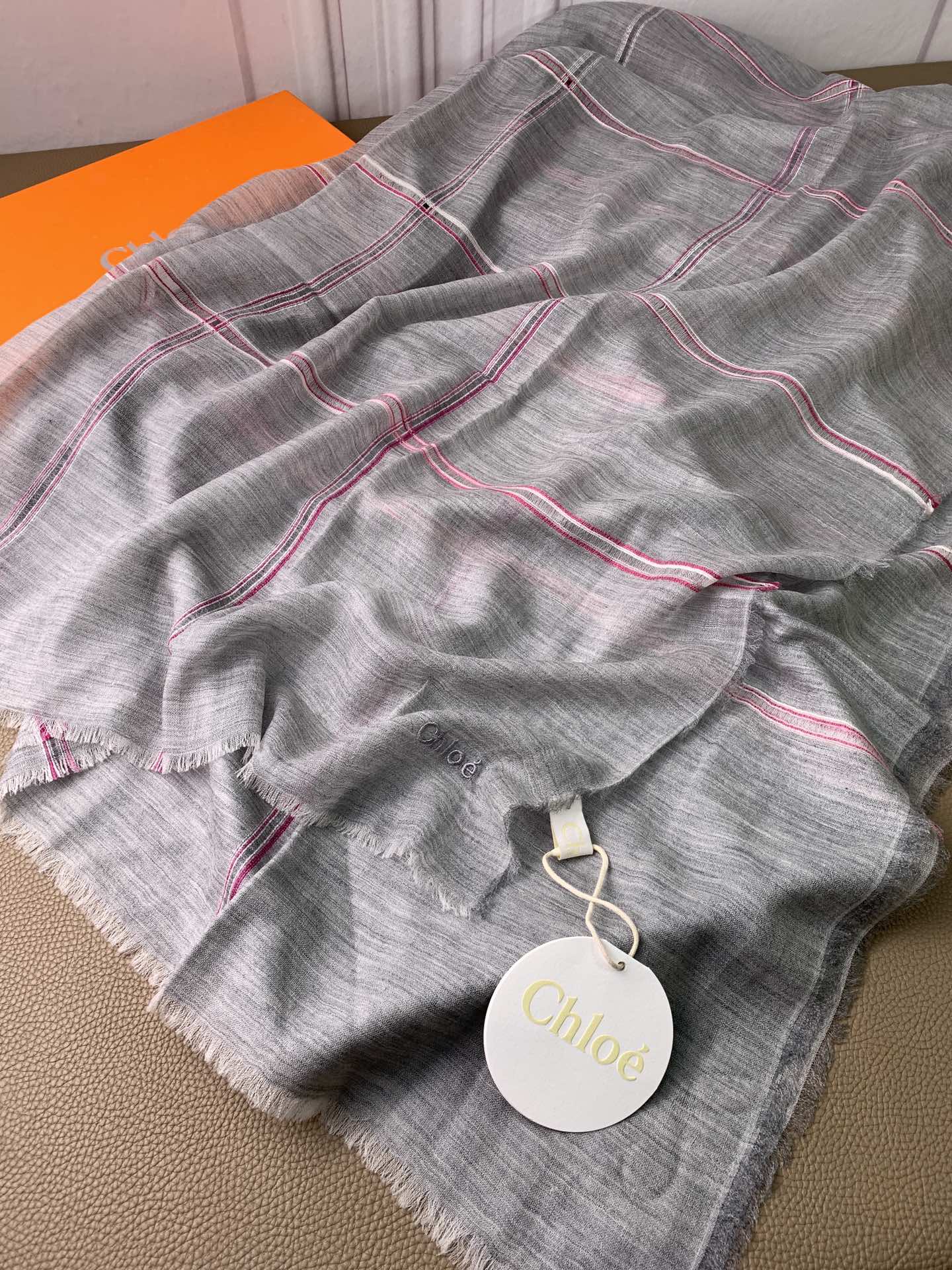 SCARF 200 CM IN SMOKE GRAY CASHMERE 386537 mysite