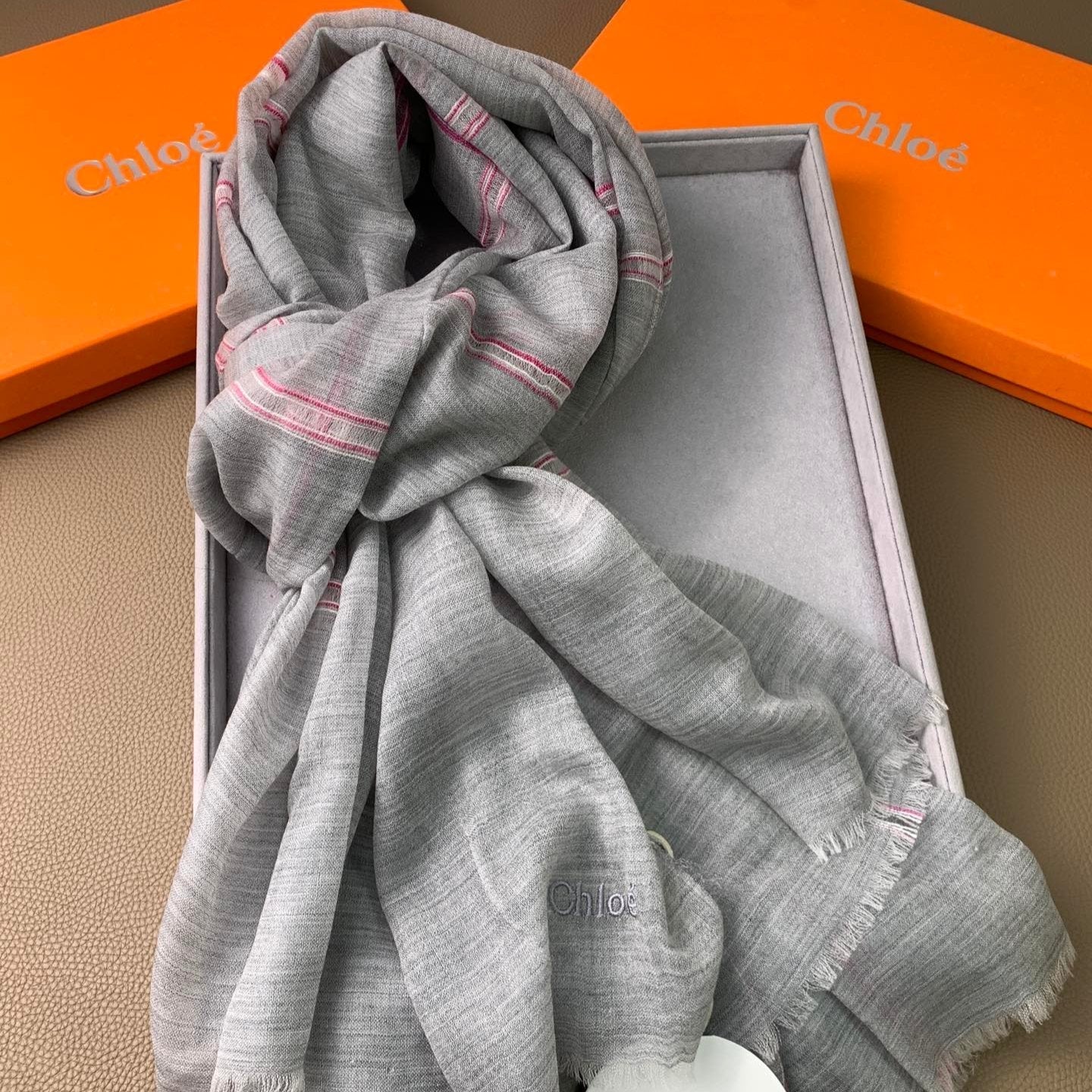SCARF 200 CM IN SMOKE GRAY CASHMERE 386537 mysite