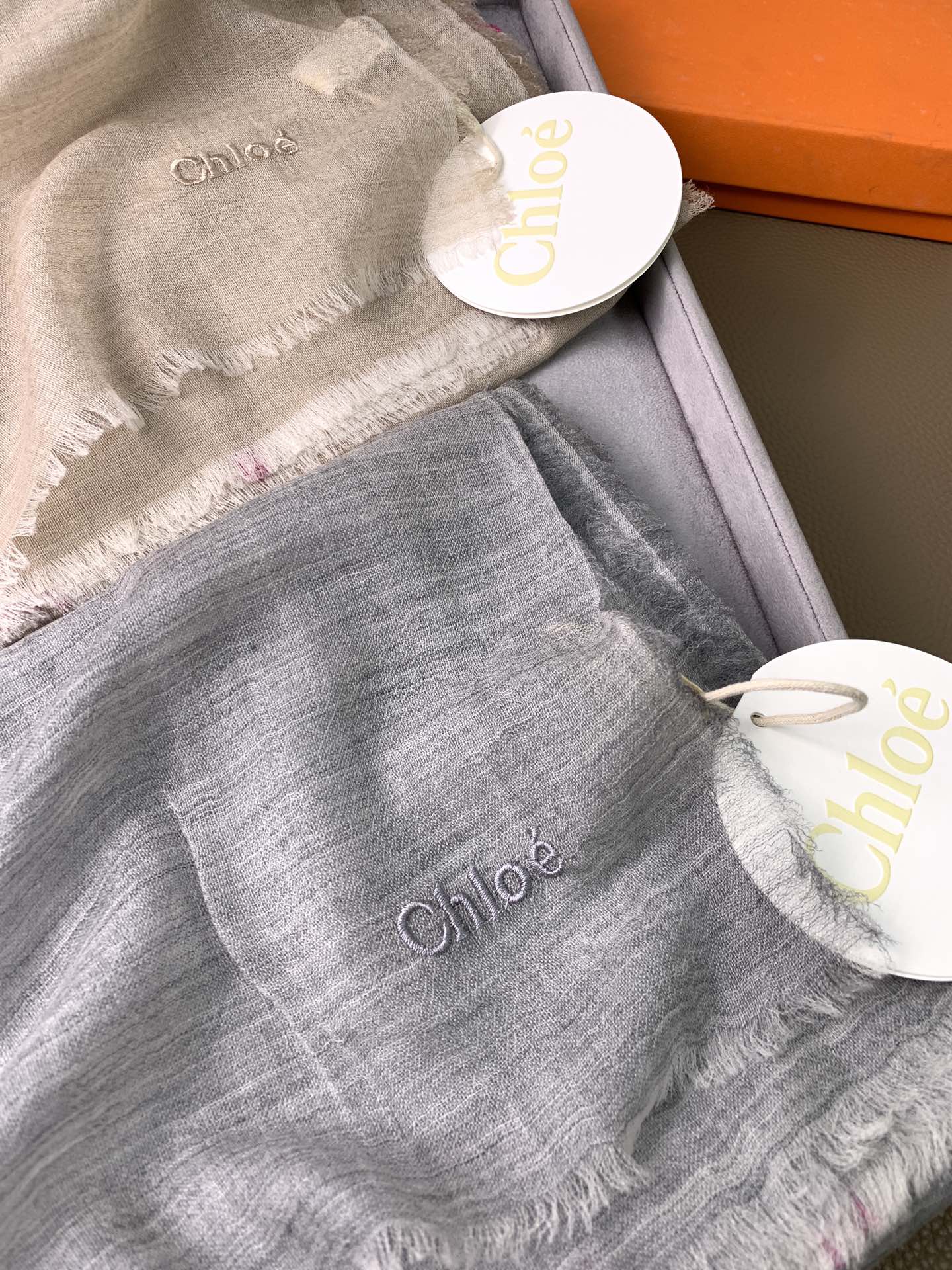 SCARF 200 CM IN SMOKE GRAY CASHMERE 386537 mysite