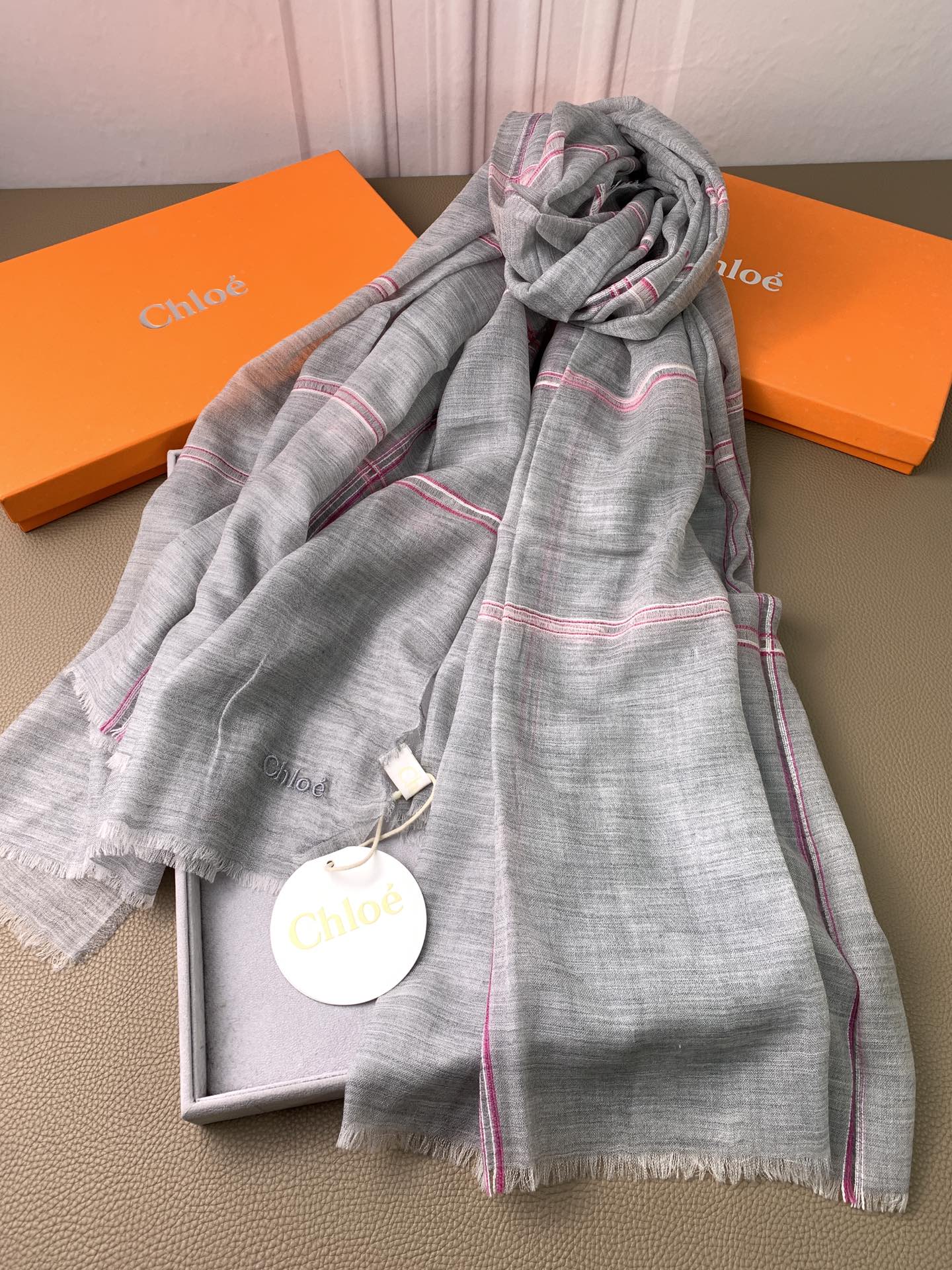 SCARF 200 CM IN SMOKE GRAY CASHMERE 386537 mysite