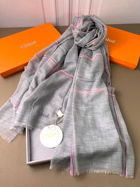 SCARF 200 CM IN SMOKE GRAY CASHMERE 386537 mysite