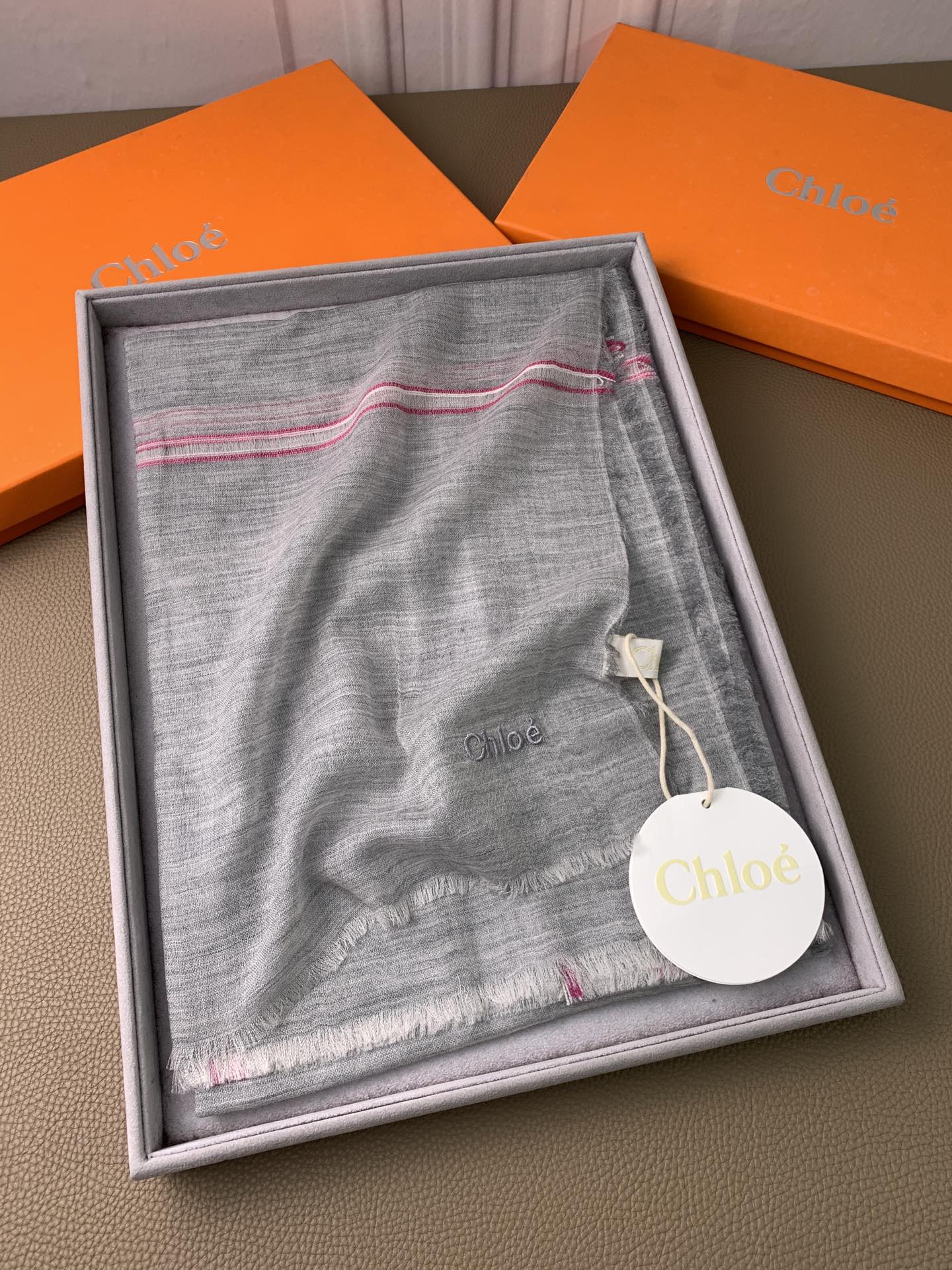 SCARF 200 CM IN SMOKE GRAY CASHMERE 386537 mysite