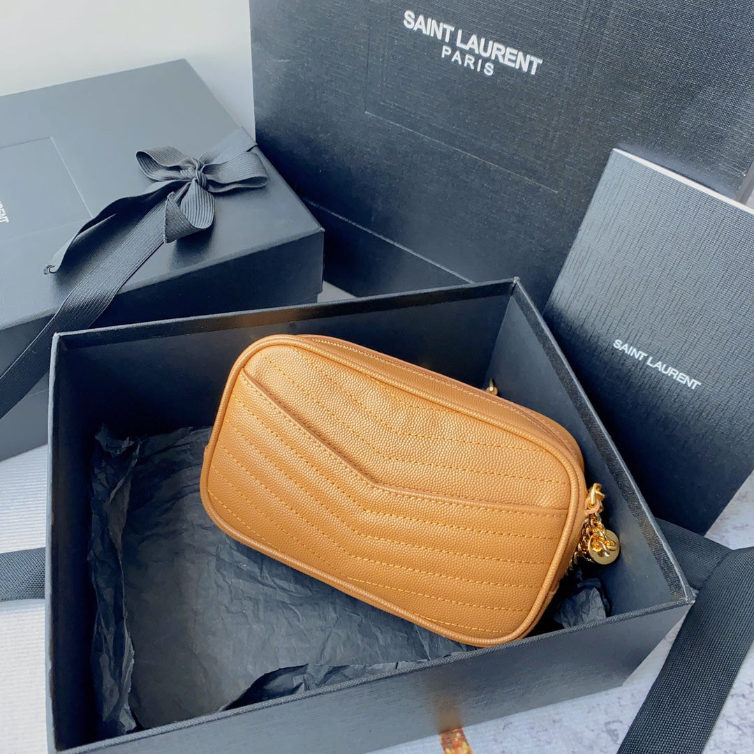 LOU MINI CAMERA BAG 19 IN MANGO ORANGE CAVIAR PATTERN CALFSKIN GOLD HARDWARE mysite