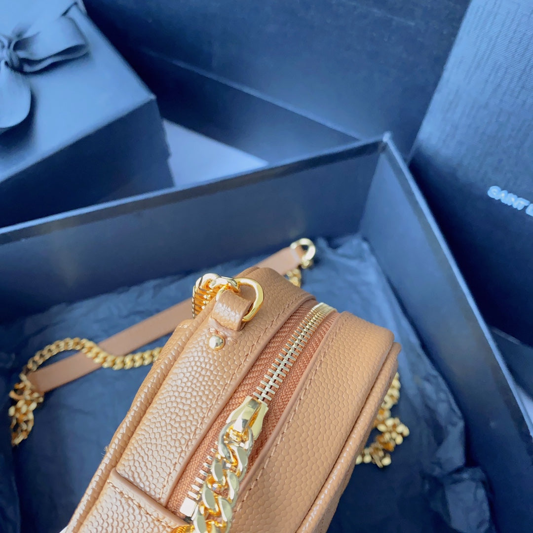 LOU MINI CAMERA BAG 19 IN MANGO ORANGE CAVIAR PATTERN CALFSKIN GOLD HARDWARE mysite