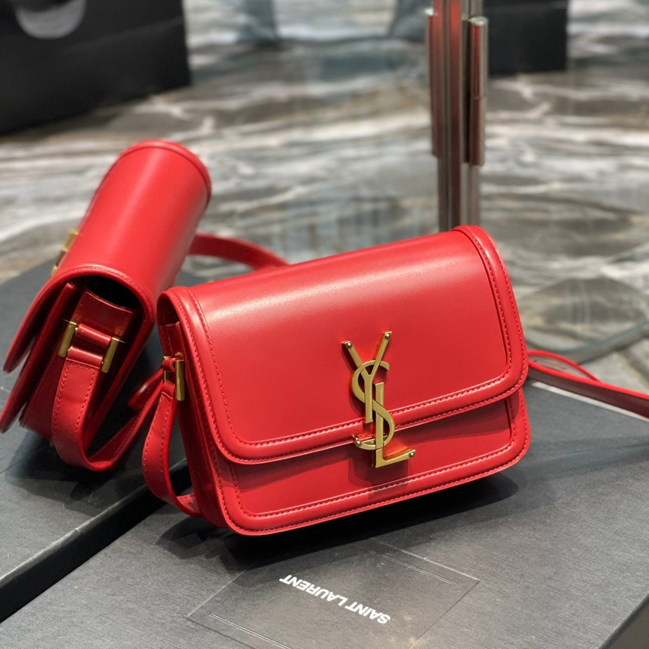 SOLFERINO SMALL 19 RED CALFSKIN GOLD HARDWARE mysite