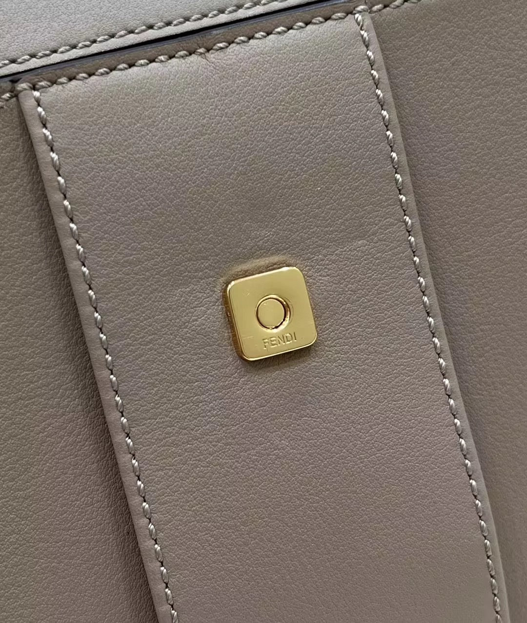 FENDI PEEKABOO 33 BAG IN KHAKI CALFSKIN WITH STRAP GOLD HARDWARE mysite