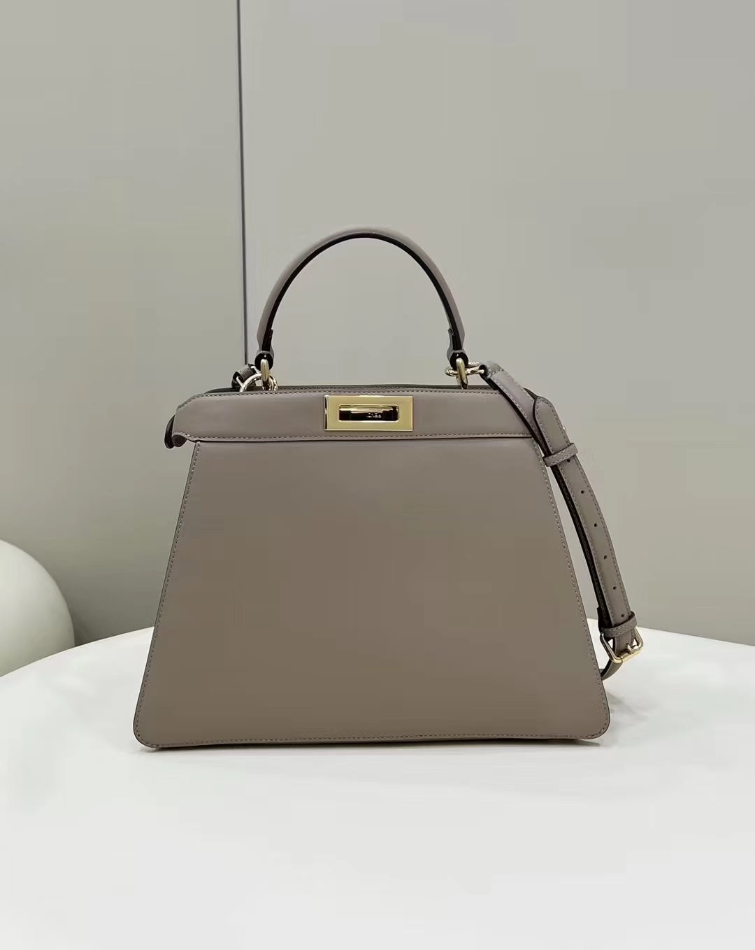 FENDI PEEKABOO 33 BAG IN KHAKI CALFSKIN WITH STRAP GOLD HARDWARE mysite