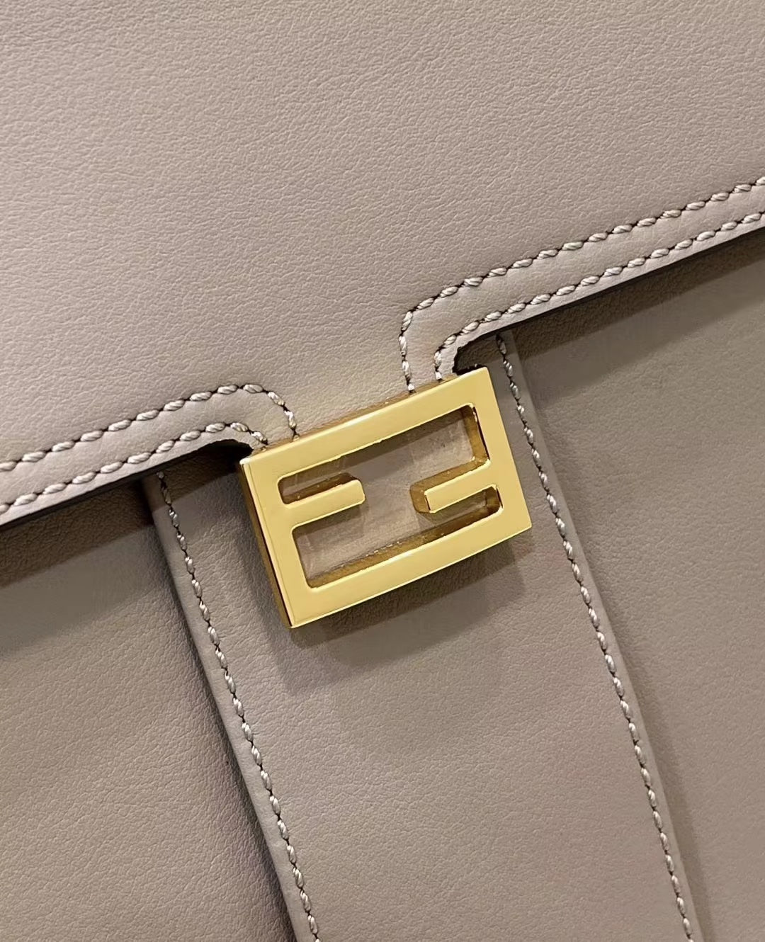 FENDI PEEKABOO 33 BAG IN KHAKI CALFSKIN WITH STRAP GOLD HARDWARE mysite