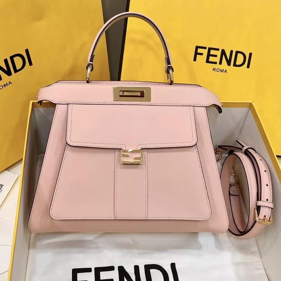 FENDI PEEKABOO 33 BAG IN LIGHT PINK CALFSKIN WITH STRAP GOLD HARDWARE mysite
