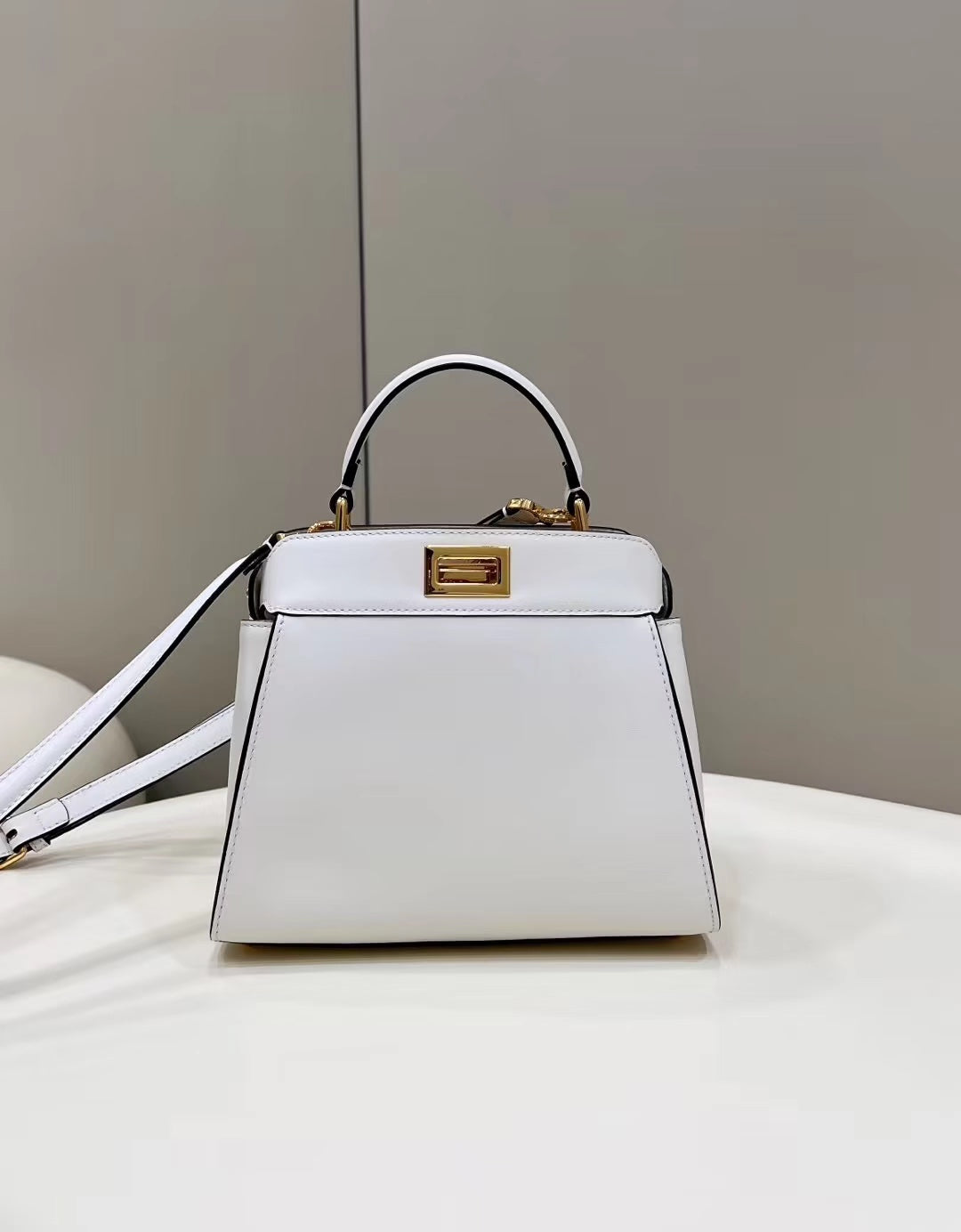 FENDI PEEKABOO MINI 23 BAG IN WHITE CALFSKIN WITH GOLD HARDWARE mysite