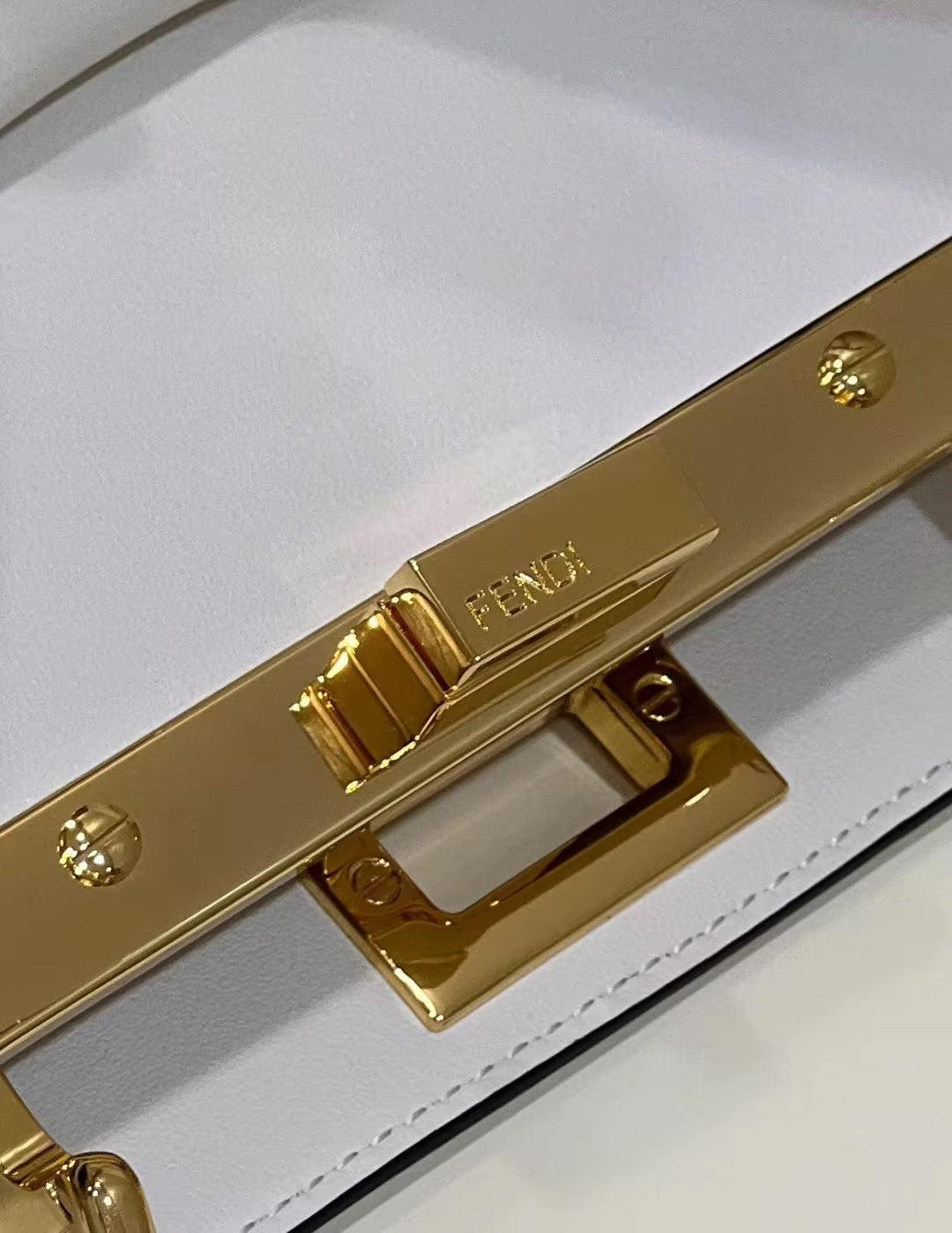 FENDI PEEKABOO MINI 23 BAG IN WHITE CALFSKIN WITH GOLD HARDWARE mysite