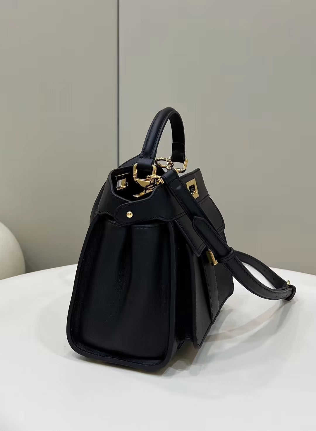 FENDI PEEKABOO MINI 23 BAG IN BLACK CALFSKIN WITH GOLD HARDWARE mysite