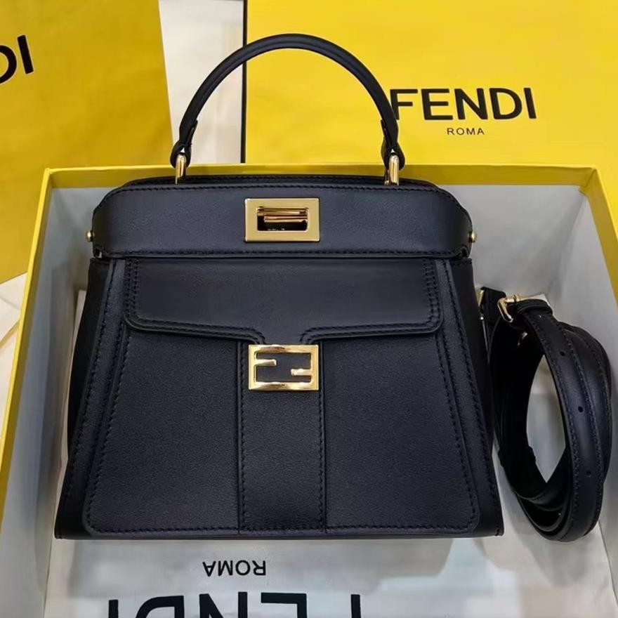 FENDI PEEKABOO MINI 23 BAG IN BLACK CALFSKIN WITH GOLD HARDWARE mysite