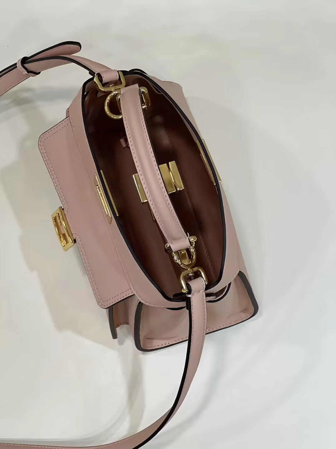 FENDI PEEKABOO MINI 23 BAG IN LIGHT PINK CALFSKIN WITH GOLD HARDWARE mysite